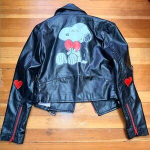 RARE Peanuts Snoopy Sarsparilly Vegan Leather Jacket (Fits like a Small) XXS AU